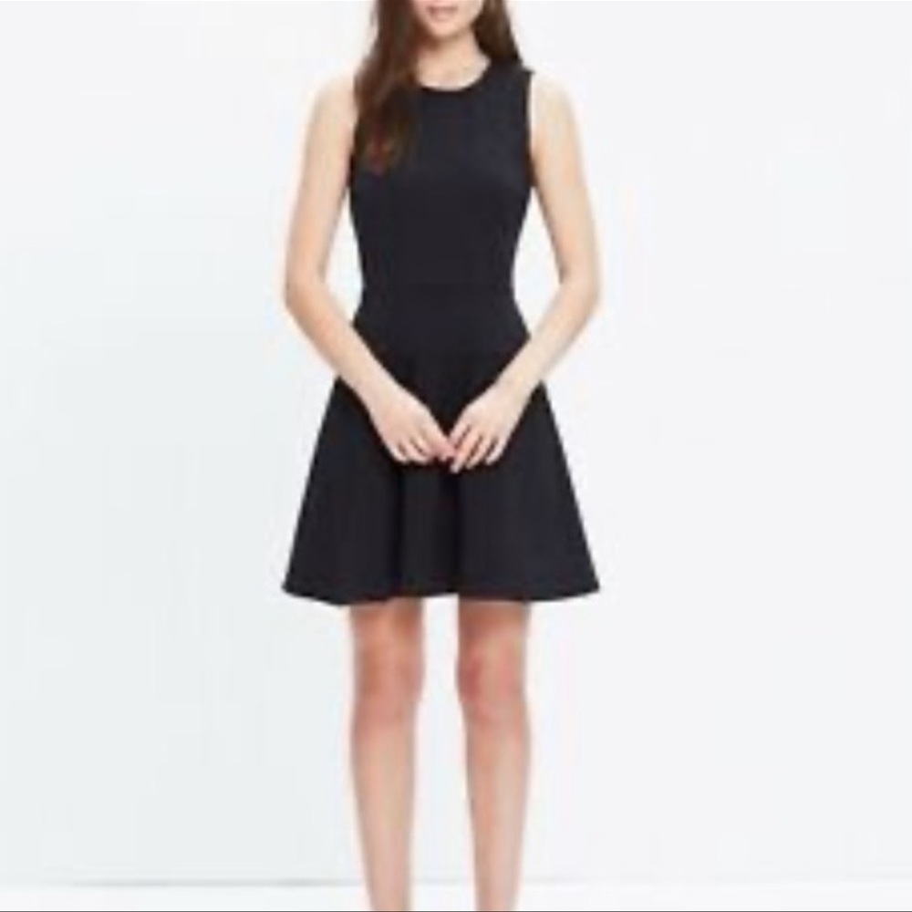 Madewell midi black fit and flare lace detail